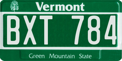 VT license plate BXT784