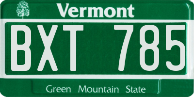 VT license plate BXT785