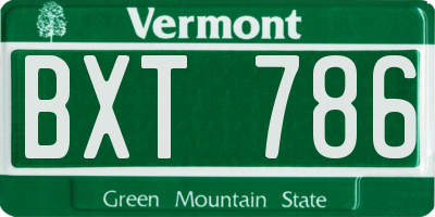 VT license plate BXT786