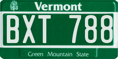 VT license plate BXT788