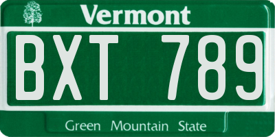 VT license plate BXT789