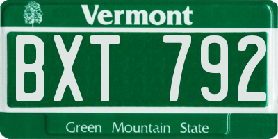 VT license plate BXT792