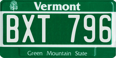 VT license plate BXT796
