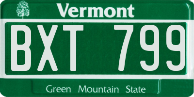 VT license plate BXT799
