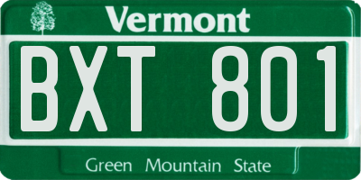 VT license plate BXT801