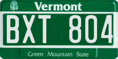 VT license plate BXT804