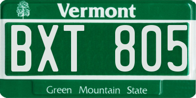 VT license plate BXT805
