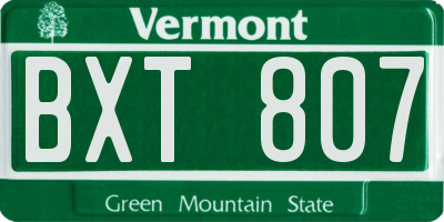 VT license plate BXT807