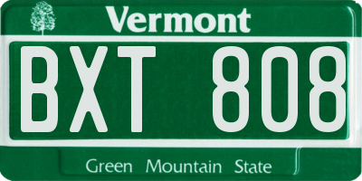 VT license plate BXT808