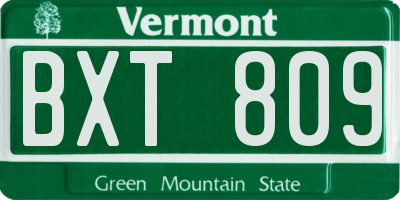 VT license plate BXT809