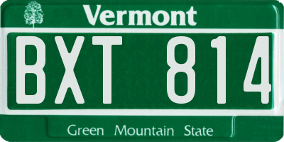 VT license plate BXT814