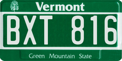 VT license plate BXT816