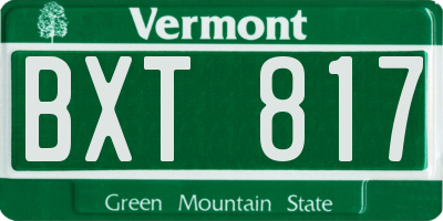 VT license plate BXT817