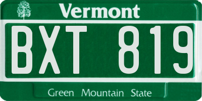 VT license plate BXT819