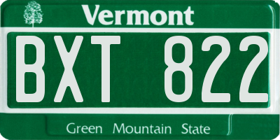 VT license plate BXT822