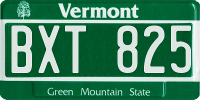VT license plate BXT825