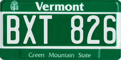 VT license plate BXT826