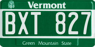 VT license plate BXT827