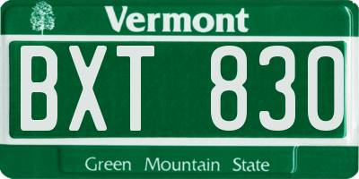 VT license plate BXT830