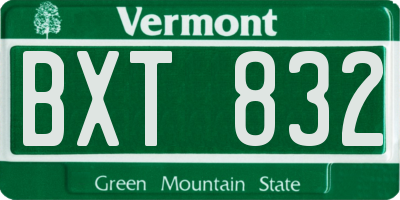 VT license plate BXT832