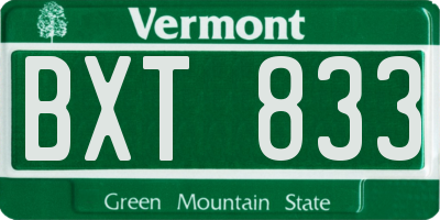 VT license plate BXT833