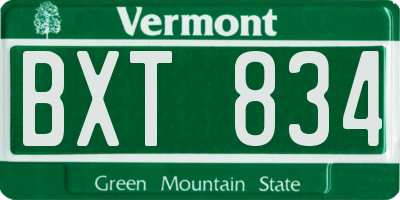 VT license plate BXT834