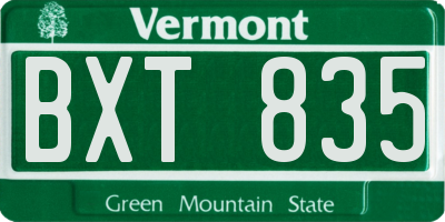 VT license plate BXT835