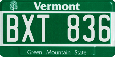 VT license plate BXT836