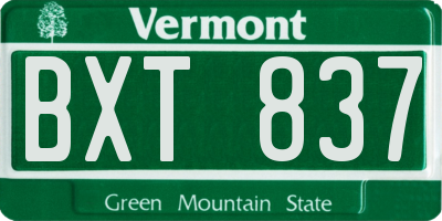 VT license plate BXT837