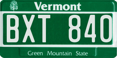 VT license plate BXT840