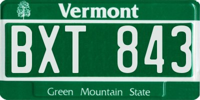VT license plate BXT843