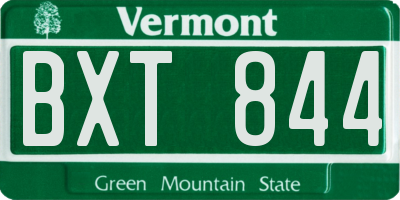 VT license plate BXT844