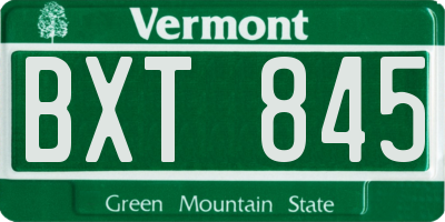 VT license plate BXT845