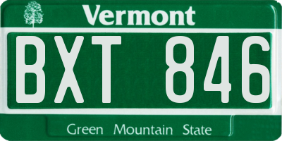 VT license plate BXT846