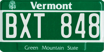 VT license plate BXT848