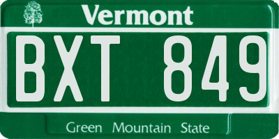 VT license plate BXT849