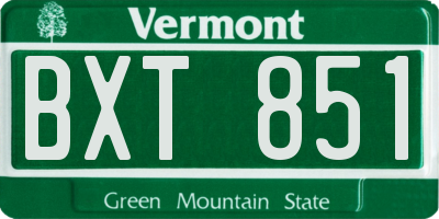 VT license plate BXT851