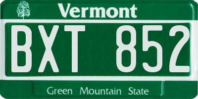 VT license plate BXT852