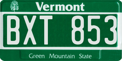 VT license plate BXT853