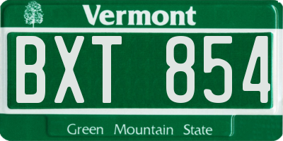 VT license plate BXT854