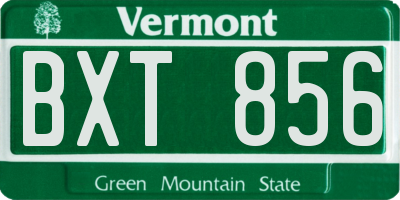 VT license plate BXT856