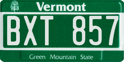 VT license plate BXT857