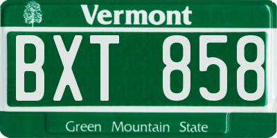 VT license plate BXT858