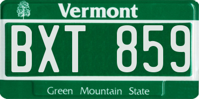 VT license plate BXT859