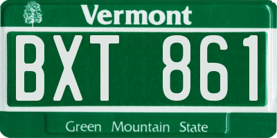 VT license plate BXT861