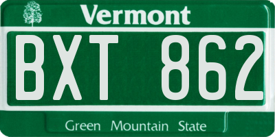 VT license plate BXT862