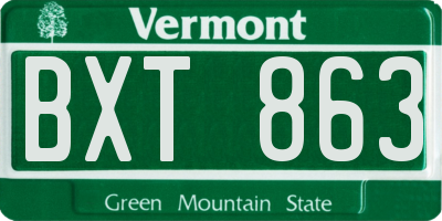 VT license plate BXT863