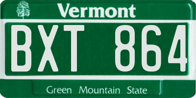 VT license plate BXT864