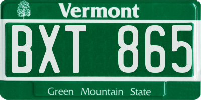 VT license plate BXT865