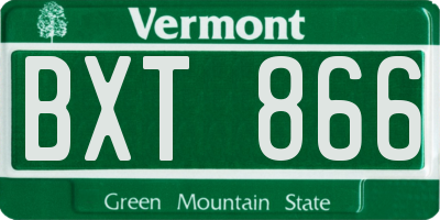 VT license plate BXT866